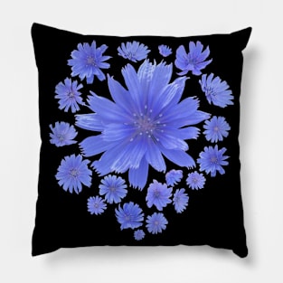 Blue Chicory Flowers: A Floral Arrangement Pillow