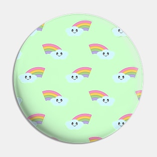 Kawaii Cute Rainbow Pattern in Green Pin