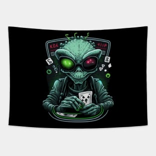 Funny Aliens Digital Artwork - Birthday Gift Ideas For Poker Player Tapestry