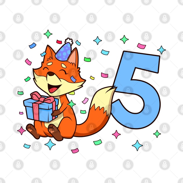 I am 5 with fox - boy birthday 5 years old by Modern Medieval Design