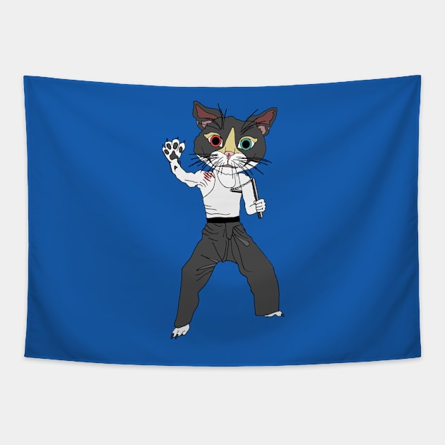 Karate Cat Tapestry by notsniwart