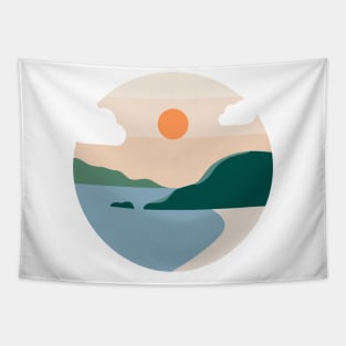 Mountain Beach Landscape Minimalist Tapestry