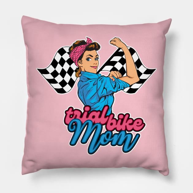 2024 mother's day trial bike mom racing motor cycling sport mommy Pillow by ALLEBASIdesigns