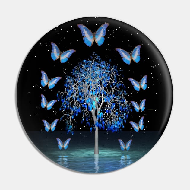 Butterfly Crystal Tree Pin by icarusismartdesigns