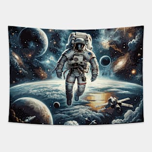 Astronaut Wanderer: Authentic Spacewalk Tapestry