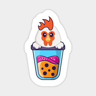 Cute chicken Drinking Boba milk tea Magnet