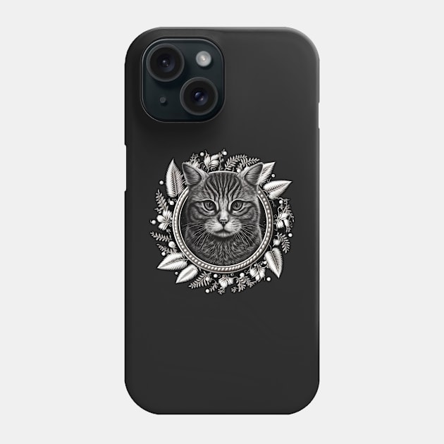 Cute Black and white Tabby cat Phone Case by KIDEnia