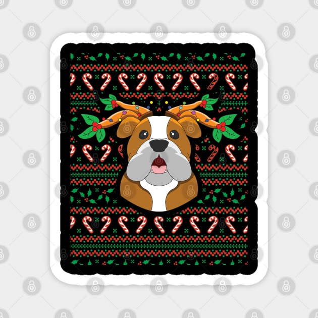 Not so ugly Christmas Bulldog Magnet by aneisha