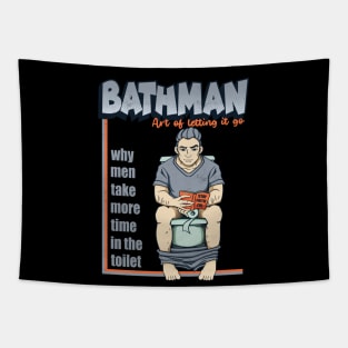 Bath man art of letting it go Tapestry