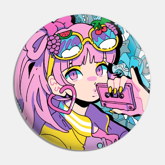 Anime Girl Pink Pin by JayMar