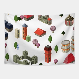 Isometric Asian City Tapestry