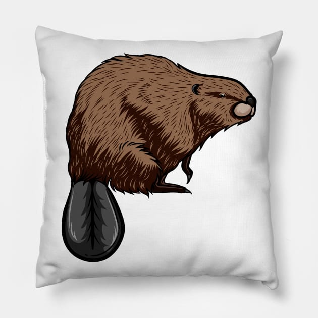 Beaver Pillow by Sticker Steve