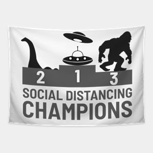 Social Distancing Champions Bigfoot UFO Nessie Funny Gift Tapestry