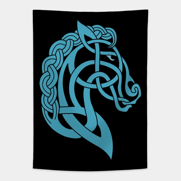 Celtic Horse Blue Tapestry by Daniel Ranger