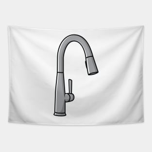 Steel Water Supply Faucets For Bathroom And Kitchen Sink Sticker vector illustration. Home interior objects icon concept. Kitchen faucet sticker design logo with shadow. Tapestry