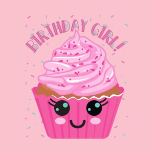 Birthday Girl, Pink Kawaii Cupcake T-Shirt