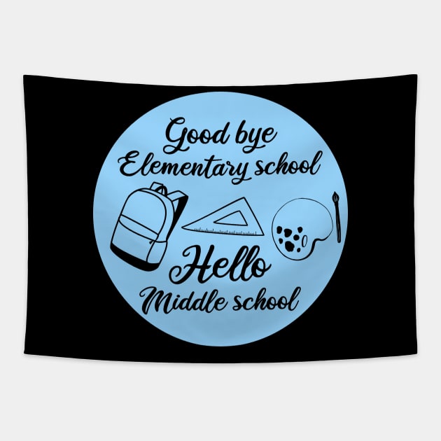 Hello Middle School Graduation Elementary School Tapestry by GoranDesign