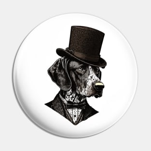 German shorthaired pointer with top hat Pin