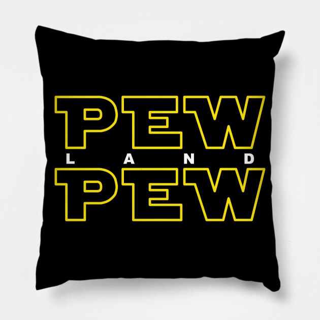 Pew Pew Land Pillow by GrizzlyPeakApparel