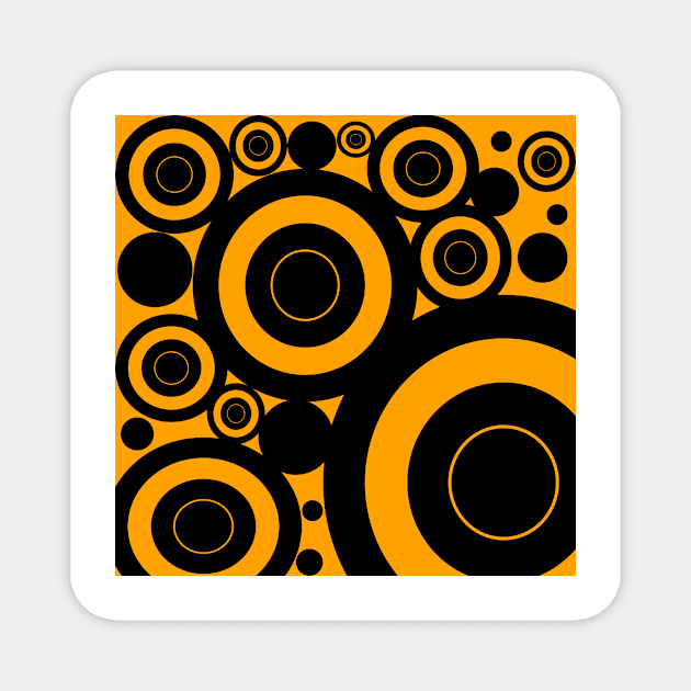 abstract yellow and black circles design Magnet by pauloneill-art