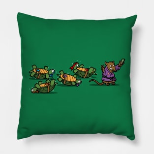 Funny Cute Ninjas Being Photograph While Training Pillow