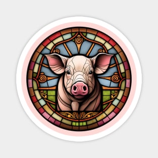 Stained Glass Pig Magnet