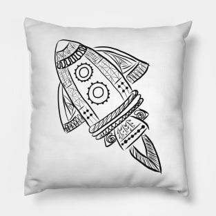 Rocket Space Ship Line Drawing Pillow