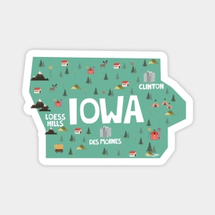 Iowa State USA Illustrated Map Magnet