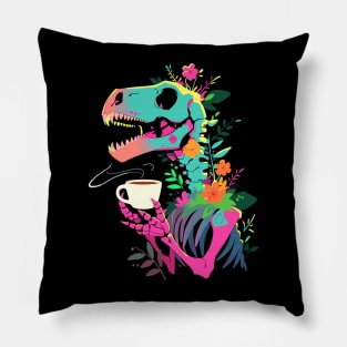 Funny Skeleton Dinosaur Costume Goth Men Women Halloween Pillow