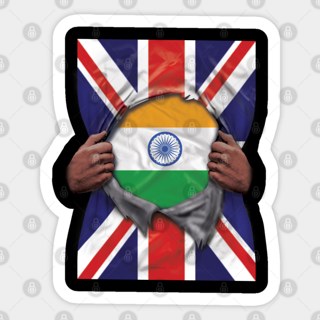 India Flag Great Britain Flag Ripped Gift For Indian From India Indian Sticker Teepublic