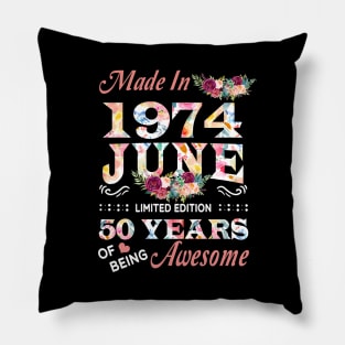 June Flower Made In 1974 50 Years Of Being Awesome Pillow