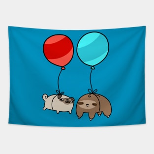 Balloon Sloth and Pug Tapestry