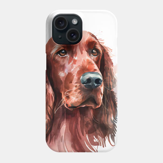 Red Irish Setter Watercolor Portrait Phone Case by designs4days