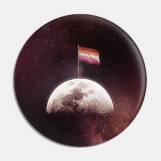 Lesbian Flag on the moon poster art Pin