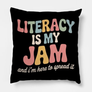 Literacy Is My Jam Reading interventionist Literacy Teacher Pillow