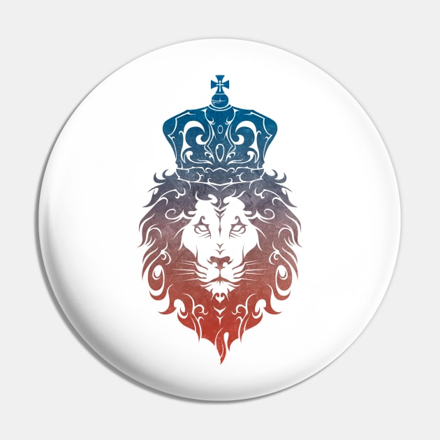 Tribal King Lion (BlueRed) Pin by TurkeysDesign