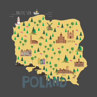 Poland Illustrated Map T-Shirt