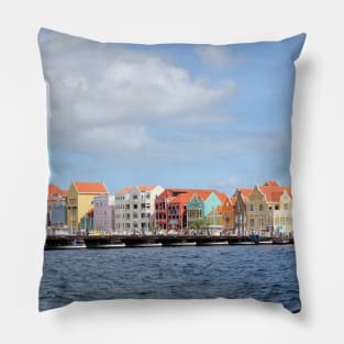 Colorful Houses of Willemstad, Curacao Pillow