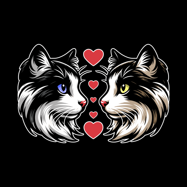 Cat Lovers Tee Shirt, Valentine Cats with Hearts, Cute Feline, Couple in love Graphic Tee, Pet Lovers Gift Idea by Cat In Orbit ®