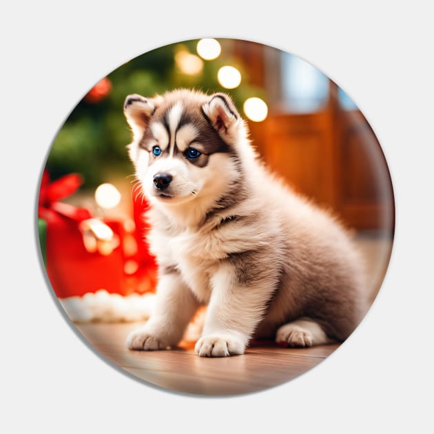 Husky Puppy Dog's First Christmas Pin by nicecorgi