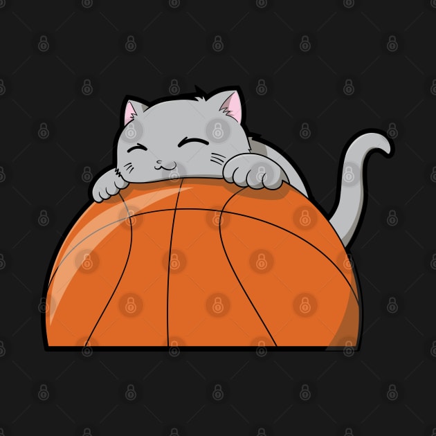 Cute Cat Hugging A Basketball by The Kitten Gallery