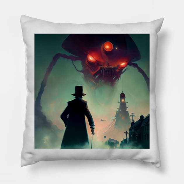 War of the Worlds: Victorian Terror Pillow by LukeAiWalker