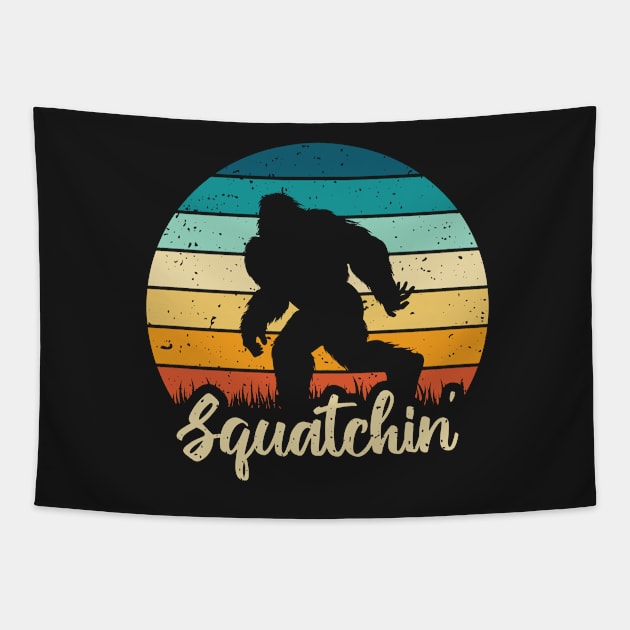 Squatchin' - Bigfoot Tapestry by ChicGraphix