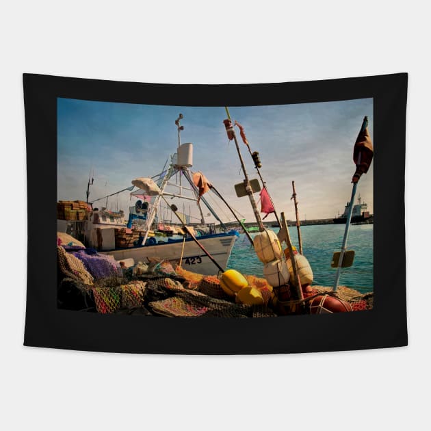 Fishing Gear on Garrucha Quayside Tapestry by IanWL