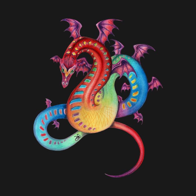 Fabulous Rainbow Dragon in Red, Blue, Yellow by Sandra Staple