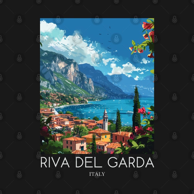 A Pop Art Travel Print of Riva del Garda - Italy by Studio Red Koala