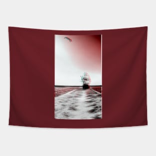 Boat and seagull - 3d effect Tapestry