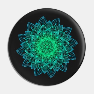 Turquoise Digital Mandala Pin