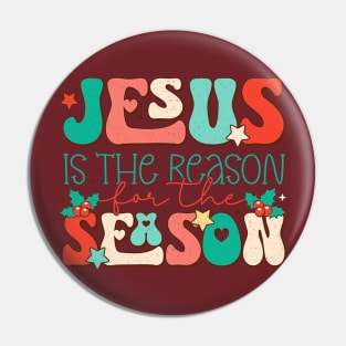 Jesus Is The Reason For The Season Christian Santa Christmas Pin