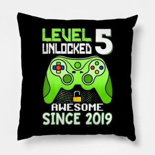 Level 5 Unlocked Awesome 2019 Video Game 5Th Birthday Boy Pillow